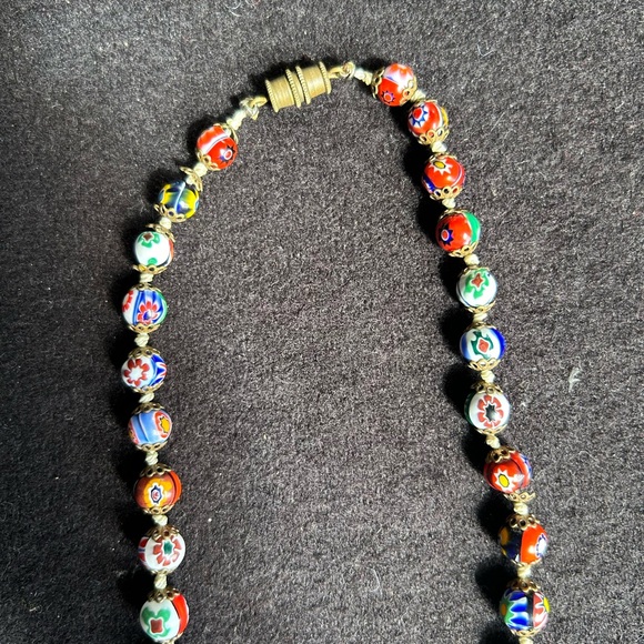 Vintage Hand Knotted Millefiori Glass Beaded necklace - Picture 3 of 3